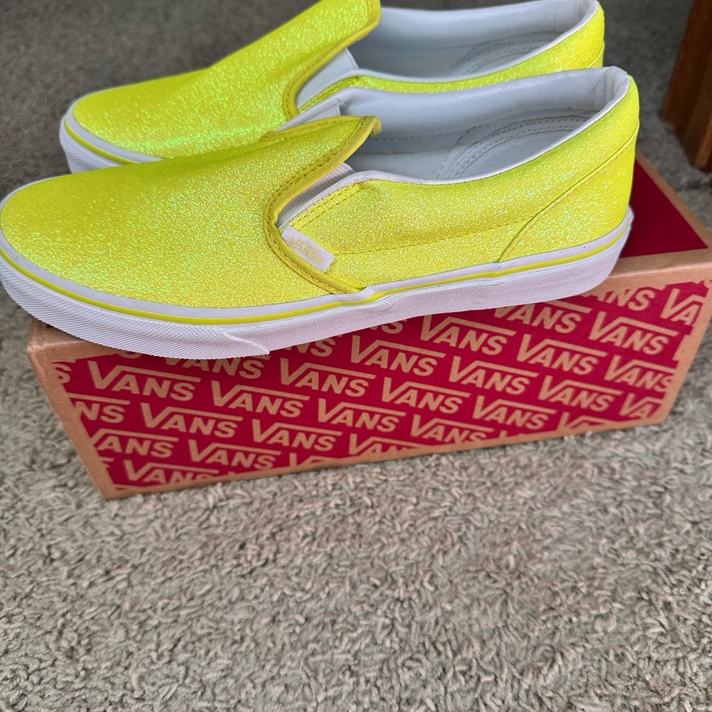 Vans  Yellow Neon Glitter Slip-On Shoes